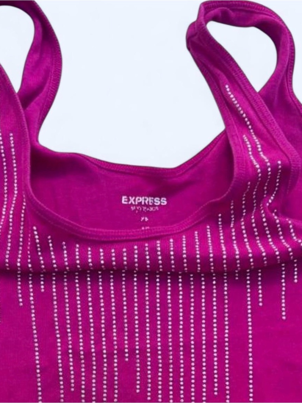 Express Fuchsia Tank Top with Rhinestone Fringe - Picture 3 of 3